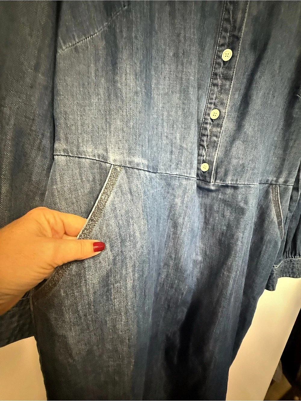 Boden Denim Midi Shirt Dress - fall, coastal Cowgirl. Plus size. Preppy - Picture 6 of 7